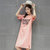 韩版夏装卡通长款短袖T恤裙大码宽松过膝加长连衣裙半袖(粉红色 L)第5张高清大图