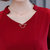 VEGININA 新款时尚V领长袖雪纺上衣 10002(茶红色 4XL)第4张高清大图