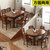 冬巢 实木餐桌现代中式伸缩餐桌椅组合套装 圆形饭桌子(柚木色 1.2米一桌六椅)第3张高清大图