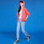 七格格2017春装新款 时尚宽松连帽贴布撞色薄款五分袖外套女X1079(西瓜红 L)第3张高清大图