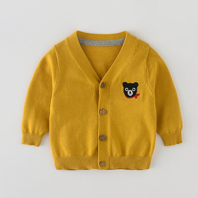 婴儿毛衣秋装男纯棉新生儿线衣0-3个月春秋女宝宝针织开衫外套(66cm 黄色)
