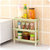 多功能3层组合厨房卫生间置物架B630浴室落地式塑料收纳架整理架lq5026(方形粉色)第4张高清大图
