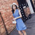 女夏季无袖荷叶边小香风V领连衣裙修身2018新款蓝色裙子(天蓝色(如图) XL)第2张高清大图