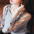 2017春秋韩版女装修身显瘦性感镂空绑带露肩上衣短款长袖衬衫(浅灰色 M)第5张高清大图
