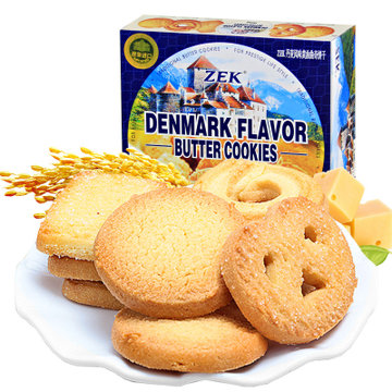 ZEK丹麦风味曲奇饼干三口味组合装90g*6盒   早餐休闲零食(黄油+葡萄干+巧克力各2盒)