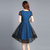 VEGININA 刺绣中长款夏装短袖网纱连衣裙 9628(孔雀蓝 5XL)第3张高清大图