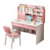 儿童书桌书架书柜一体桌椅套装小学生写字桌学习桌简约卧室电脑桌(120cm双抽一门粉色（Z型实木椅）)第5张高清大图