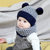 milkyfriends秋冬宝宝帽子婴儿胎帽新生儿套头帽加绒围脖(麻灰色（套装） 均码（40-50CM）)第5张高清大图