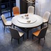 岩板餐桌椅组合小户型家用折叠伸缩可变方圆两用简约轻奢实木饭桌(雪山白)