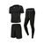 健身服男紧身衣健身房新款步速干篮球运动套装（团购60件链接）(黑色-拼接短袖五件套 XL)第4张高清大图