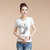 莉菲姿 2017韩版新款时尚印花镂空修身大码女装T恤短袖(白色 M)第5张高清大图