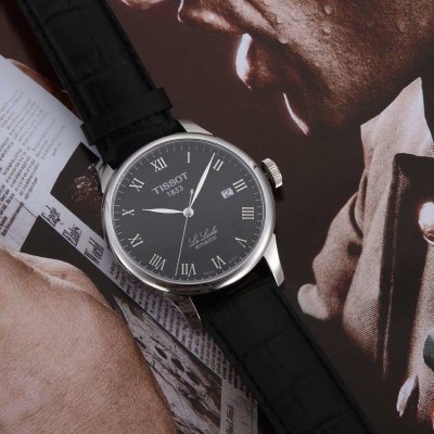 天梭(TISSOT)手表 力洛克系列自动机械表(男表黑盘皮带 T41.1.423.53)
