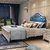 卡富丹 美式乡实木床欧式床简欧床蓝色双人1.8米主卧床白色(1.8米床+2个床头柜+床垫（框架款）)第2张高清大图