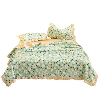 黛格床上用品水洗棉单人双人儿童1.5m1.8m2.0m床小清新花卉夏被 夏被四件套 空调被 床单 枕套(默认 默认)
