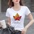 棉 T恤女夏季印花设计感体恤衫修身显瘦上衣韩版女装(字母土星环【白色】 M)第2张高清大图