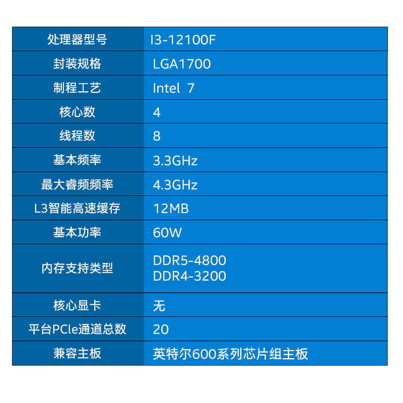 英特尔inteli312100f盒装搭h610cpu主板套装华硕h610mkd4