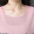 VEGININA 印花条纹棉T恤宽松圆领短袖上衣 3031(灰色 M)第4张高清大图