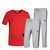 Adidas阿迪达斯男运动T恤短袖休闲运动裤修身针织长裤短裤三件套(红灰 XXL)第2张高清大图