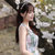Mistletoe夏季新款女装 韩版甜美印花欧根纱无袖连衣裙F6673(浅灰色 XL)第3张高清大图