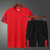 夏季短袖套装男 大码2020新款休闲运动男装韩版夏装速干t恤两件套(M 136黑色)第4张高清大图