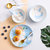 陶江湖 可爱独角兽儿童餐具 陶瓷手绘碗碟盘勺套装(蓝色 四件套)第2张高清大图