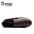 Simier斯米尔2015新款牛皮休闲皮鞋 英伦风尚休闲男鞋套脚板鞋8121(咖啡色 38)第4张高清大图