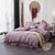 茉菲家纺 法国进口亚麻床上用品1.5m1.8m床四件套1.2m床三件套 简约纯色凉爽舒适被套被罩床单床笠枕袋(紫色)第3张高清大图