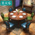 美天乐 美式餐桌实木伸缩餐桌椅组合实木饭桌家用4/6人桌复古家具(胡桃色 一桌八椅（皮椅）)第2张高清大图