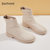 达芙妮切尔西短靴女靴子2021新款春秋单靴秋季薄款中筒白色瘦瘦靴(米色 35)第6张高清大图