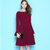 气质一字肩黑色连衣裙长袖2021年夏秋新款赫本中长款礼服红色裙子修身(酒红色 XL)第3张高清大图