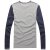 零号男 2012秋新款彩棉薄款撞色拼接复古长袖T恤 BFA0125 灰色 M第2张高清大图