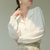 穗啦春装新款白色衬衫女设计感小众纹理单排扣翻领休闲宽松时尚洋气法式上衣女(白色 M)第5张高清大图