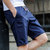 FGN/富贵鸟 短裤男纯色五分裤时尚舒适休闲裤 17094FG9999(深蓝色 XL)第2张高清大图
