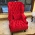 欧式单人沙发新古典后现代红色绒布高背椅老虎椅法式拉扣形象椅 颜色可选 单人(颜色可选)第5张高清大图