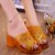 SUNTEK高跟坡跟水晶厚底妈妈凉拖鞋女夏季外穿中跟时尚塑料防滑韩版粗跟(39 618-1焦糖色)第3张高清大图