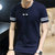 左岸男装 夏季新款男装圆领短袖T恤韩版修身青少年纯棉半袖打底衫潮(深蓝色 XL)第2张高清大图
