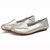 AICCO  春季新款牛皮豆豆鞋子舒适透气女鞋平底鞋夏季单鞋鞋子139-1(银色 38)第3张高清大图