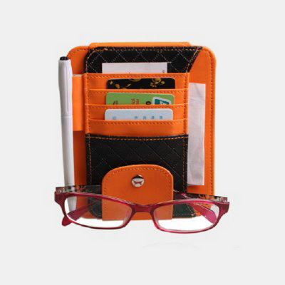 卡饰得(CARCHAD) 眼镜夹 车载多功能遮阳板卡夹 票据夹 证件夹 名片夹 小羊皮(橙色)