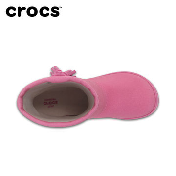 Crocs童鞋靴子卡骆驰女童短靴小芮莉洛基雪地靴儿童冬靴|203751(C6 22.5码14.5cm 派对粉)
