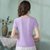 烟花烫WHY2018夏新款圆领套头修身显瘦时尚上衣女短袖T恤 半天星(紫色 S)第3张高清大图