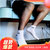 Nike耐克男袜女袜2021夏季新款运动长筒中筒毛巾底纯棉袜子SX7664(常规款-四季款- M（38-42码） 短筒2白1黑)第4张高清大图