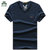 2017夏装新款战地吉普AFSJEEP纯棉弹力短袖T恤衫1725 V领男士polo(蓝色)第2张高清大图