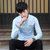 衬衫男2017新款青年男士纯色韩版商务休闲时尚修身长袖衬衣男(E1730黑色 XL)第2张高清大图
