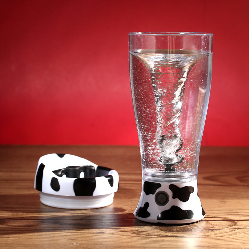趣玩 便携式奶牛款自动搅拌杯 咖啡杯牛奶杯便