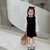 秋季女童连衣裙韩版新款洋气儿童装小女孩拼接袖公主裙子 黑白 90cm(110cm 默认版本)第2张高清大图