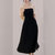 亿梦诗 2021夏季新款性感收腰名媛修身开叉长裙纯色连衣裙ET1230(黑色 XL)第4张高清大图