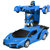 娃娃博士 儿童玩具车一键变形遥控车赛车(蓝色 变形遥控车)第2张高清大图