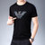 LIDEN AMANI 阿玛尼短袖T恤衫棉质中青年商务休闲时尚上衣体恤(黑色 180/XXL)第4张高清大图