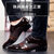 男士休闲皮鞋商务鞋拼接圆头舒适透气男鞋系带k024(咖啡色 39)第3张高清大图