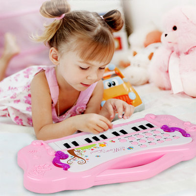 娃娃博士 儿童玩具电子琴 音乐早教玩具(粉色 电子琴)